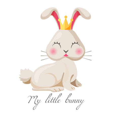 My little bunny girl cute princess vector in gold crownのイラスト素材