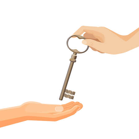 Process of passing keys from hand to hand vector illustrationのイラスト素材