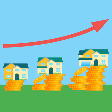 Houses and price that depends on its sizeのイラスト素材