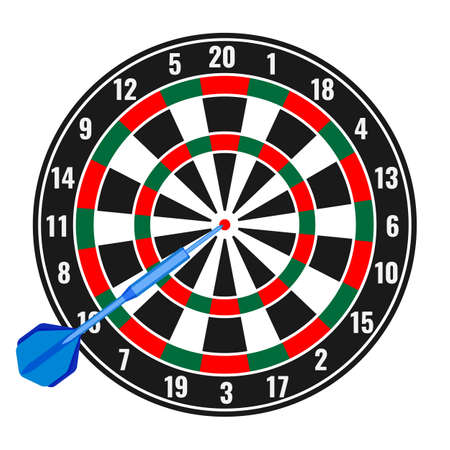 Dartboard with small missile arrow in goal realistic vectorのイラスト素材