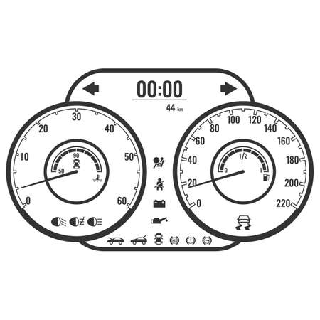 Dashboard instrument control panel or fascia in simple style designのイラスト素材