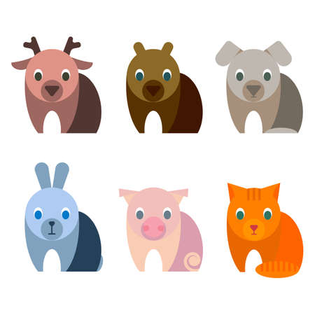 Adorable baby animals with big kind innocent eyesのイラスト素材