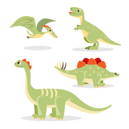 Dinosaurs collection of funny icons on vector illustrationのイラスト素材