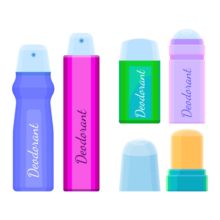 Deodorants collection of icons with labels on vector illustrationのイラスト素材