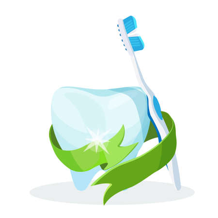 Dental care poster tooth with toothbrush on vector illustrationのイラスト素材