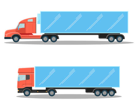 Trucks with small cubic and spacious oblong shapes of cabinsのイラスト素材