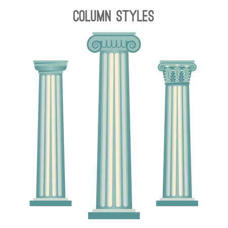 Column styles set from elegant ancient architecture traditionsのイラスト素材
