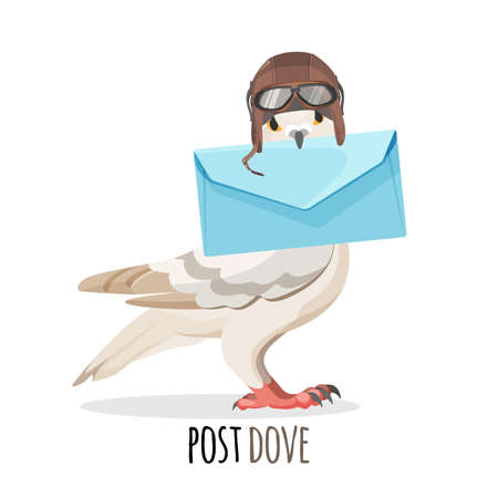 Post dove in vintage helmet that holds envelope.のイラスト素材