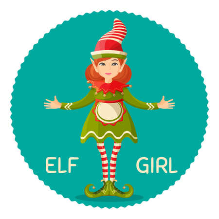 Elf girl human-shaped supernatural female being in green apparelのイラスト素材