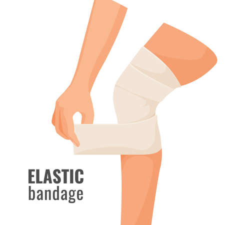 Elastic bandage on human hurt leg isolated illustrationのイラスト素材