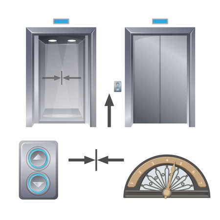Modern metal elevator with buttons and decorative partのイラスト素材