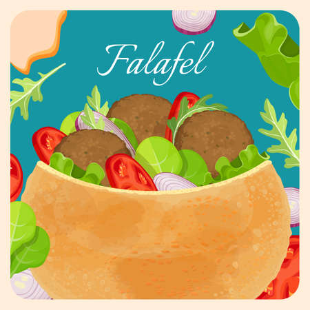 Falafel exotic eastern dish with meat and vegetablesのイラスト素材
