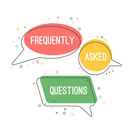 Frequently asked questions emblem on chat clouds setのイラスト素材