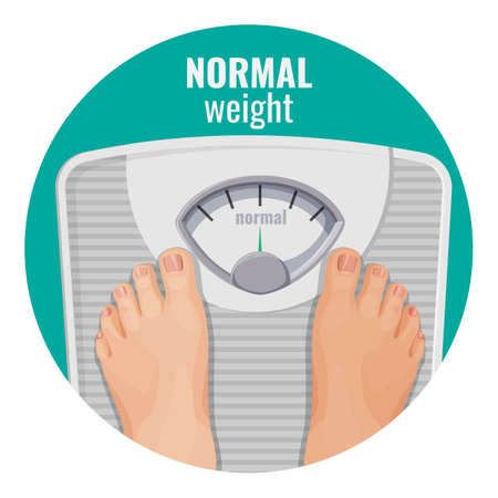 Normal weight human feet on scales isolated on whiteのイラスト素材