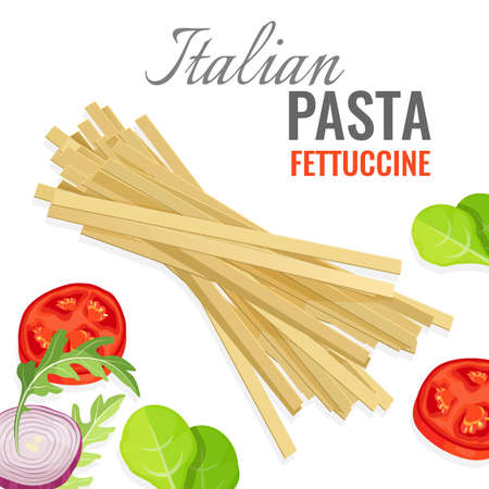 Italian pasta poster with fresh vegetables vector illustrationのイラスト素材