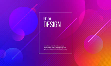 Color background with abstract dots and lines, frame for text. Mockup of rendering blue, purple, red and orange colorsのイラスト素材