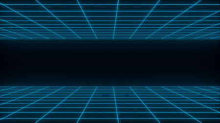 3D render synthwave wireframe net abstractの写真素材
