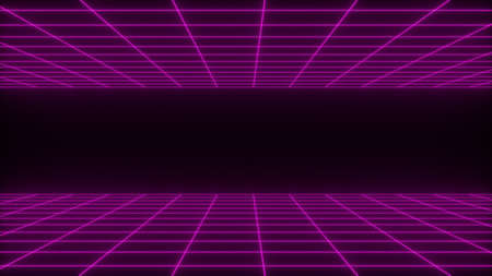 3D render synthwave wireframe net abstractの写真素材
