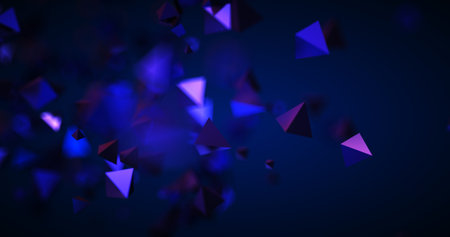 Abstract black  with geometric shapes, depth of field and bokeh.