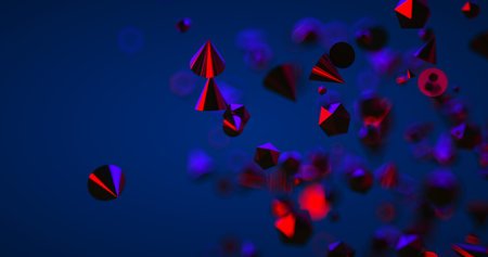 Abstract black  with geometric shapes, depth of field and bokeh.