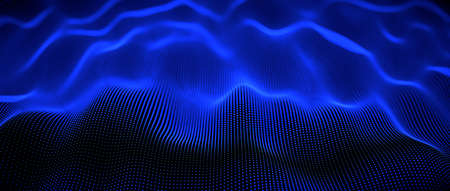Abstract big data futuristic light wallpaper background design. Science dark pattern with structure mesh and circles. Modern business space dots illustration with bokeh. 3D renderの写真素材