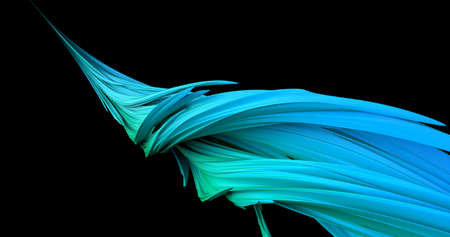 Abstract twisted lines. Modern design shape on dark background. Digital technology concept. Liquid color brush stroke. 3d rendering illustrationの写真素材