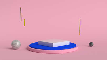 3d abstract  render. Pink platform for product display.の写真素材