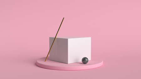 3d abstract  render. Pink platform for product display. Interior podium place.の写真素材