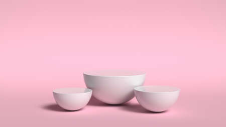 3d abstract  render. Pink platform for product display. Interior podium place. Blank decoration template for design.の写真素材