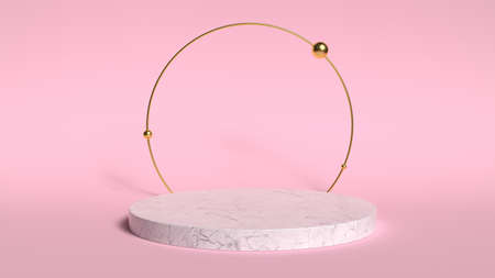 3d abstract  render. Pink platform for product display. Interior podium place. Blank decoration template for design.の写真素材