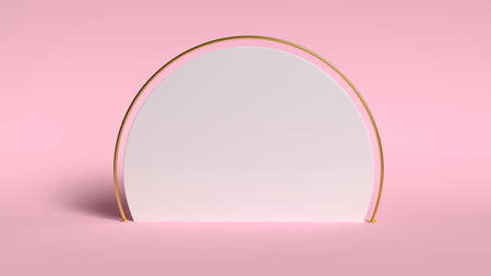 3d abstract  render. Pink platform for product display. Interior podium place. Blank decoration template for design.の写真素材