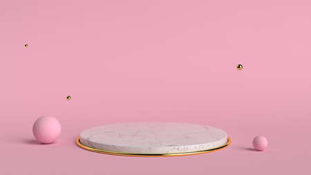 3d abstract  render. Pink platform for product display. Interior podium place. Blank decoration template for design.の写真素材