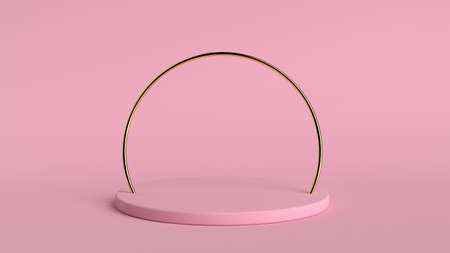 3d abstract  render. Pink platform for product display. Interior podium place. Blank decoration template for design.の写真素材