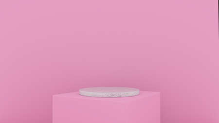 3d abstract  render. Pink platform for product display. Interior podium place. Blank decoration template for design.の写真素材