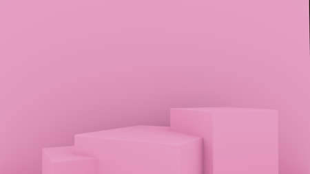 3d abstract  render. Pink platform for product display. Interior podium place. Blank decoration template for design.の写真素材