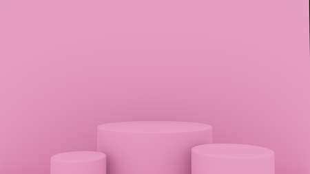 3d abstract  render. Pink platform for product display. Interior podium place. Blank decoration template for design.の写真素材