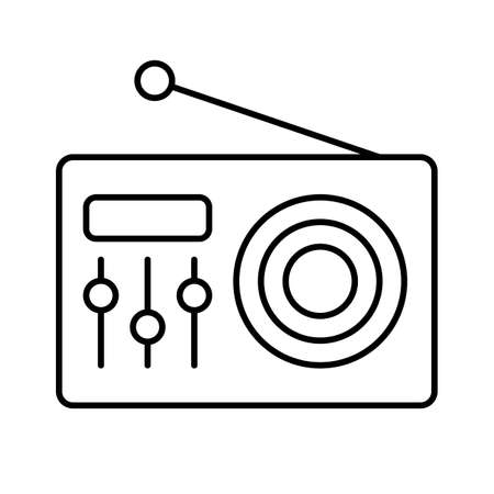 Fm radio  icon. Vintage emblem, label, badge in monochrome style.のイラスト素材