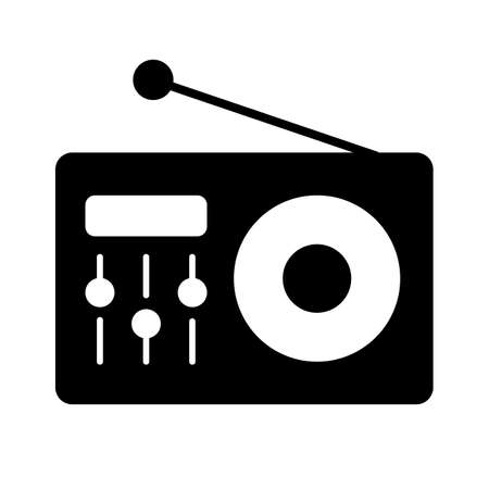 Fm radio  icon. Vintage emblem, label, badge in monochrome style.のイラスト素材
