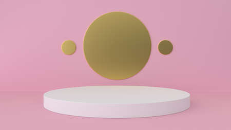 Pink studio and pedestalの写真素材