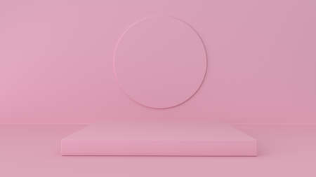 Pink studio and pedestalの写真素材