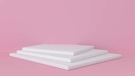 Pink studio and pedestalの写真素材