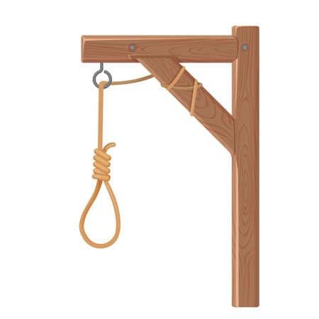 Gallows with rope and noose. Execution, death and justice symbol. Vectorのイラスト素材