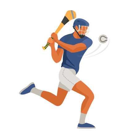 Gaelic game player play Irish Hurley sport. Vectorのイラスト素材