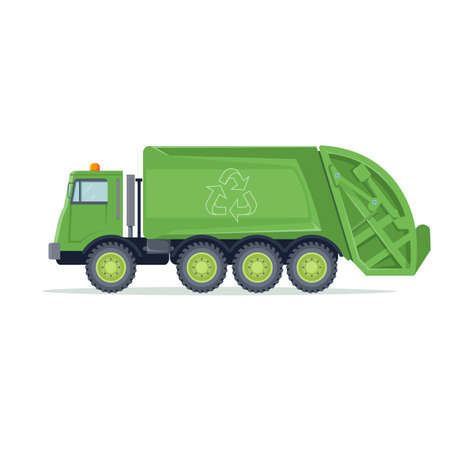 Garbage truck. Trash, waste and rubbish transporting machine for recycle. Vectorのイラスト素材