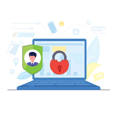 Network internet security and online privacy concept. Vector illustrationのイラスト素材