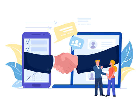 Business partner handshake and deal concept. Persons shake hand. Vector illustrationのイラスト素材