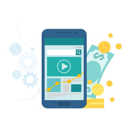 App monetization and mobile marketing business concept. Vector illustrationのイラスト素材