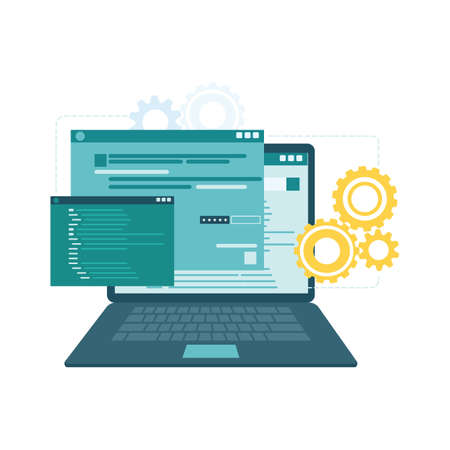 Application development concept illustration. App design and software technology approach.のイラスト素材
