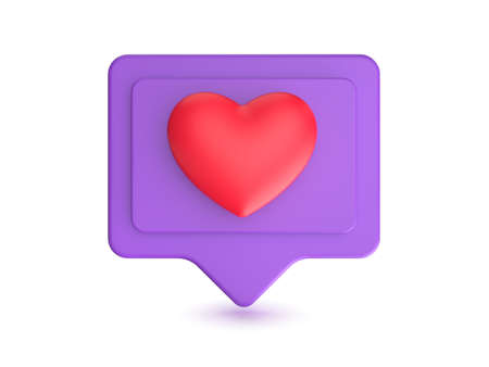 Social media network like icon. Internet sign and symbol with heart. 3D renderの写真素材
