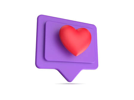 Social media network like icon. Internet sign and symbol with heart. 3D renderの写真素材